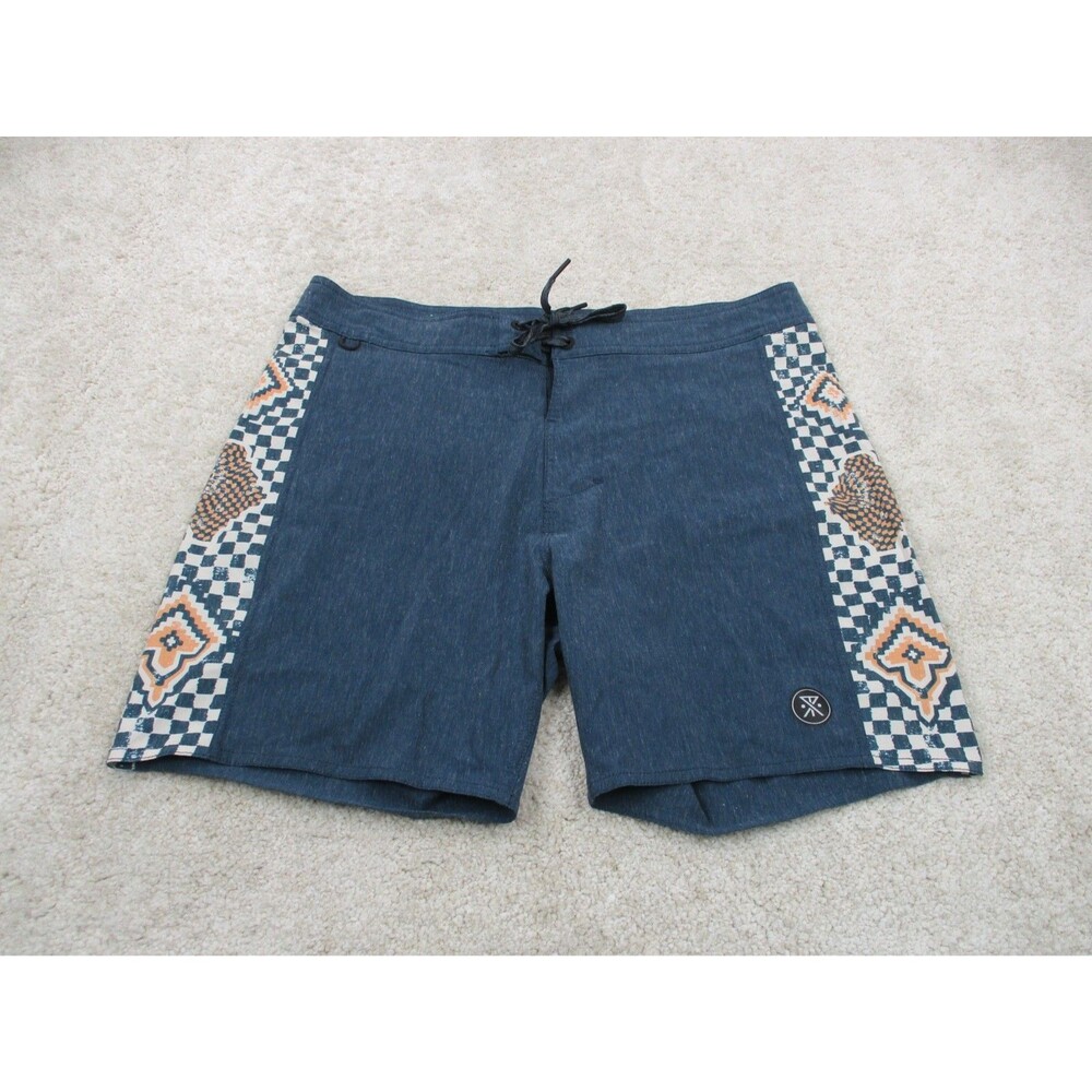 ROARK Board Shorts Mens Large 34 Blue Passage Scarab 17” Logo Swim Trunks